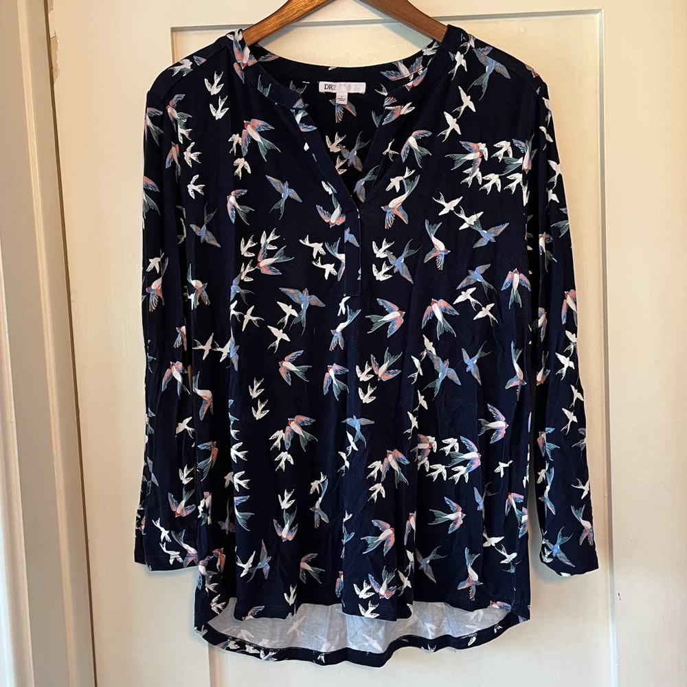 DR2 bird print long sleeve shirt